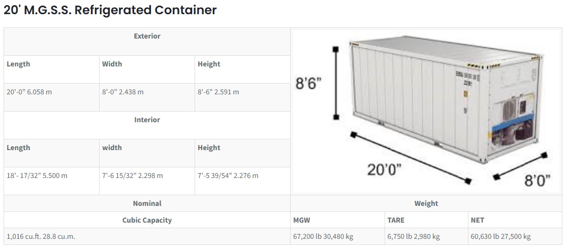 20' M.G.S.S. Refrigerated Container